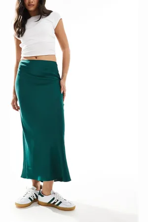 ASOS Satin bias midi skirt in