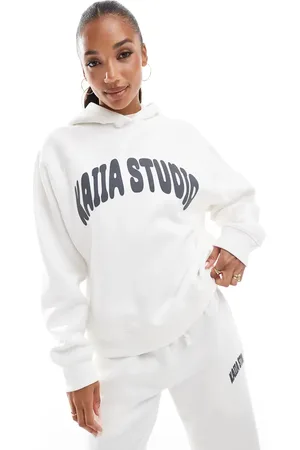 Kaiia Studio logo oversized hoodie co-ord in ecru
