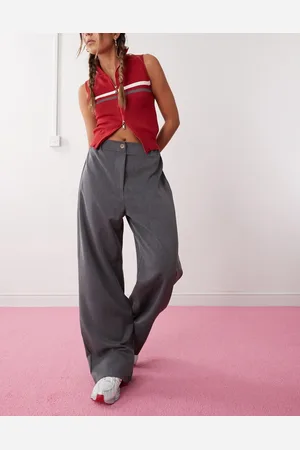 Reclaimed Slouchy tailored wide leg trouser in grey