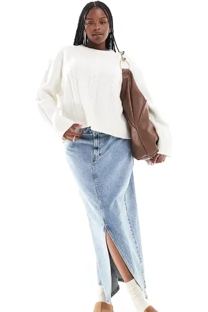 ASOS ASOS DESIGN Curve cable crew neck jumper in cream