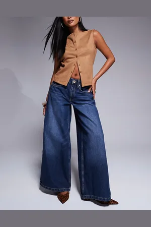 River Island Petite palazzo jean in darkwash