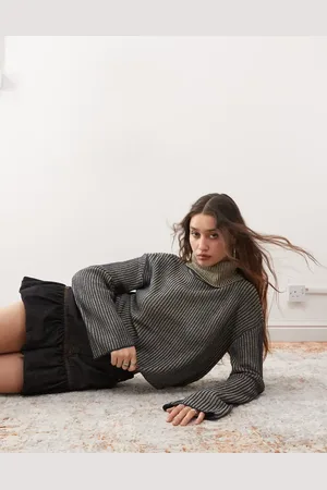 Noisy May Roll neck ribbed jumper in washed