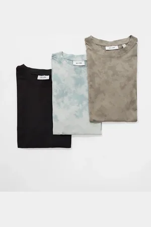 Only & Sons 3 pack super oversized t-shirt in acid wash charcoal light grey & beige