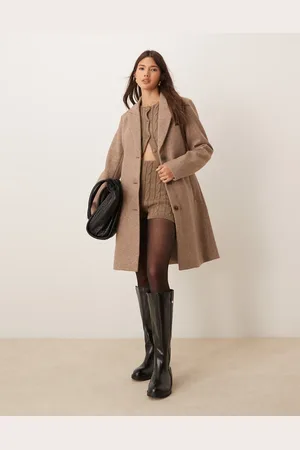 JDY Longline coat in dark beige