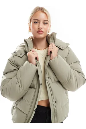 Brave Soul Tall hooded puffer jacket in sage