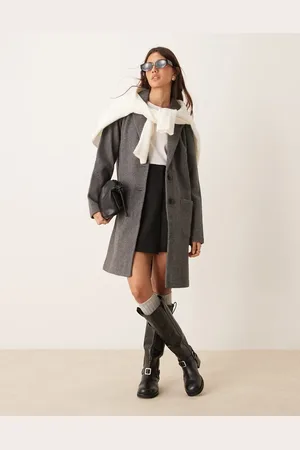 JDY Midi coat in dark melange