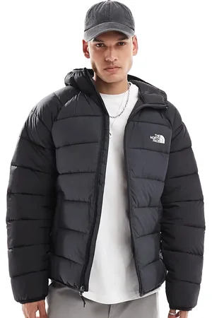 The North Face Laurez logo hooded puffer jacket in grey exclusive to ASOS