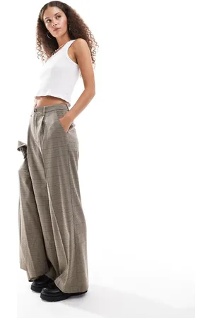 Reclaimed Wide leg tailored trouser in check