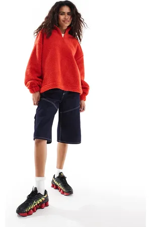 COLLUSION Borg zip funnel neck oversized sweat in