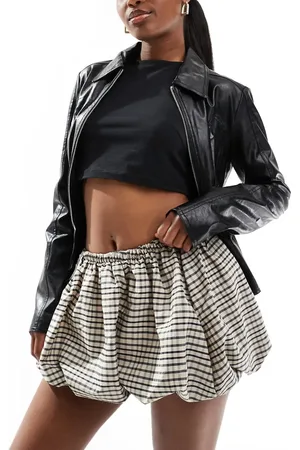 Bershka Puffball mini skirt in check