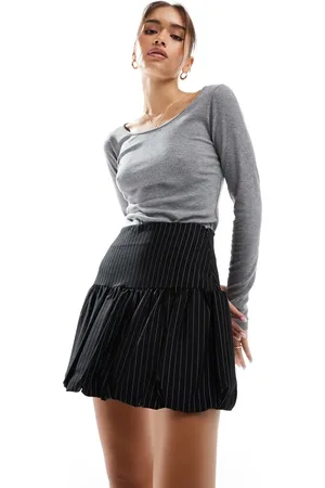 ASOS Bubble hem mini skirt in pinstripe