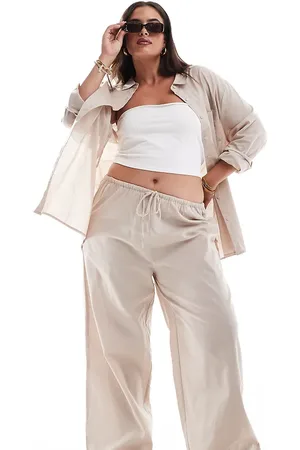 Esmée Esmee Exclusive Curve textured beach trouser co-ord in oat