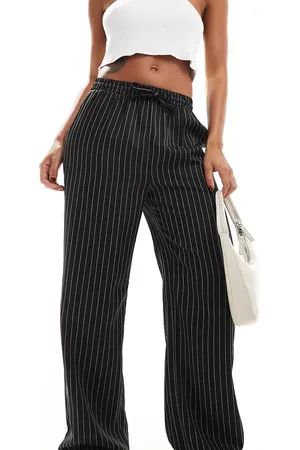 Reclaimed Pull on relaxed trouser in and white pinstripe