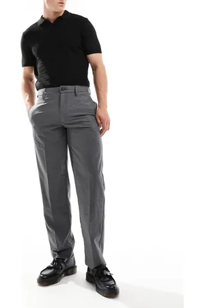 JACK & JONES Karl loose fit smart trouser in charcoal pinstripe
