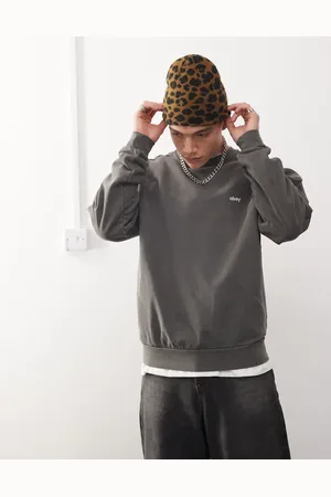 Obey Lowercase logo pigment sweatshirt in grey