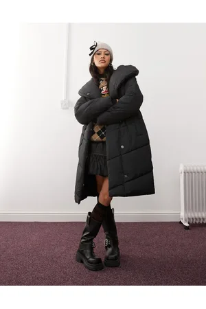 Noisy May Longline padded coat with oversized hood in