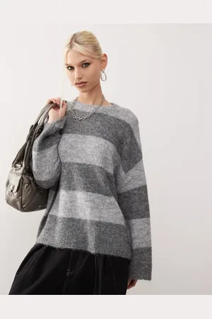 Noisy May Oversize texture jumper in tonal stripe