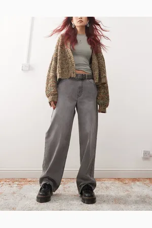 Reclaimed Low rise baggy jean in washed charcoal