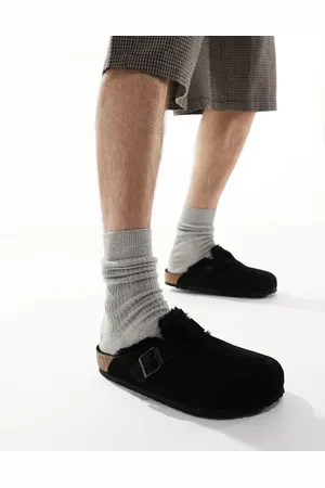Birkenstock Boston shearling mink lined clogs in black