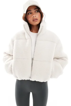Miss Selfridge Borg puffer jacket in cream
