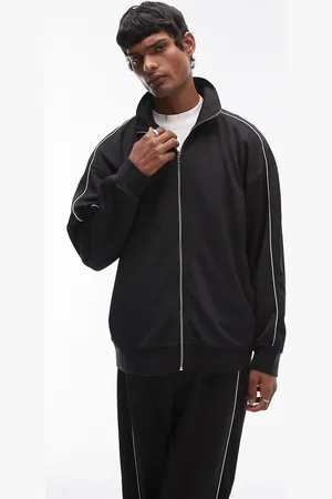 Topman Co ord oversized fit full zip through with double piping detail in