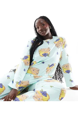ASOS ASOS DESIGN Curve pancakes long sleeve top & trouser pyjama set in