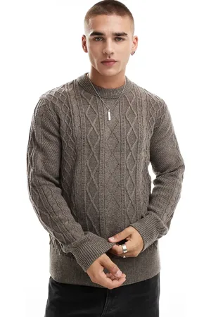River Island Chunky cable knit jumper in stone