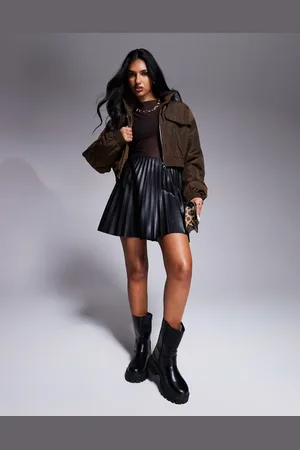 River Island Faux leather pleated mini skirt in