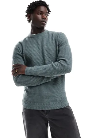 River Island Long sleeve waffle crew jumper in