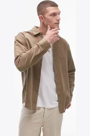 Topman Mini cord oversized shirt in stone