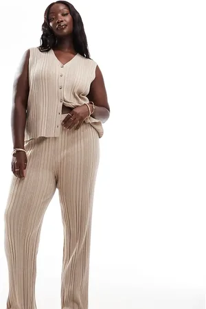 In The Style Knitted trousers co-ord in light brown