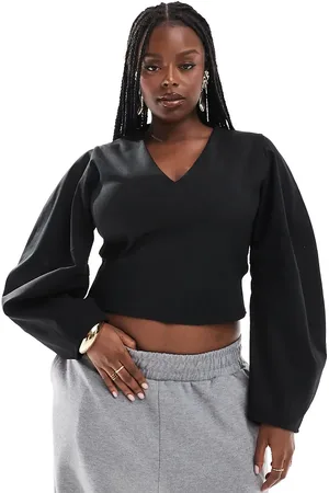 ASOS ASOS DESIGN Curve plunge cocoon sleeve scuba top in