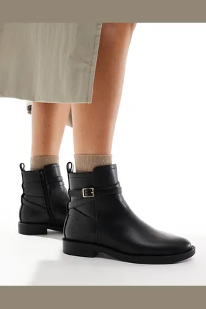 ASOS Aria flat chelsea boots with buckle detail in