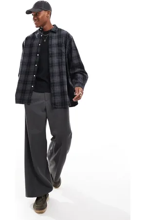 JACK & JONES Oversized cotton check shirt in