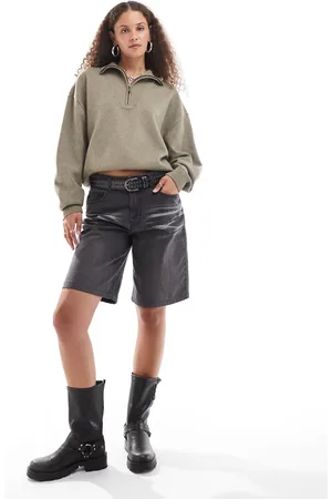 Dickies Seasonal oversized quarter zip knitted jumper in khaki