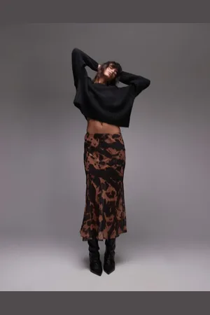 Topshop Cutabout midi skirt in tortoiseshell print