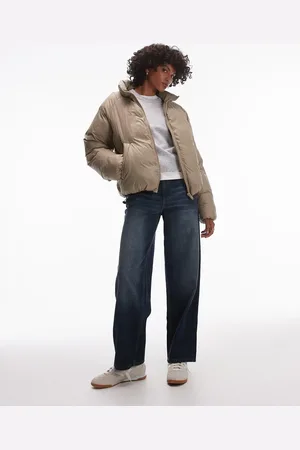 Topshop Bomber puffer jacket in mushroom