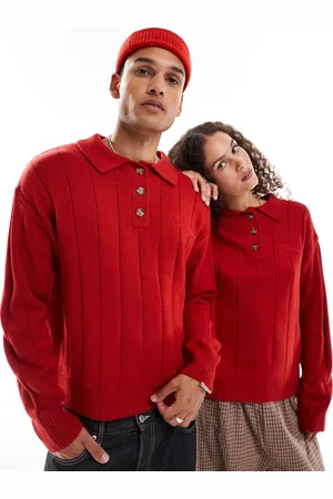 COLLUSION Unisex knitted jumper with collar detail in
