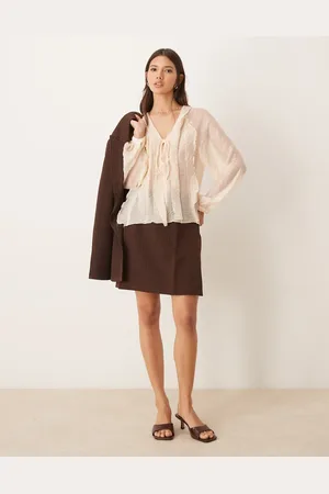VILA Mix and match tailored wrap front mini skirt in pin stripe