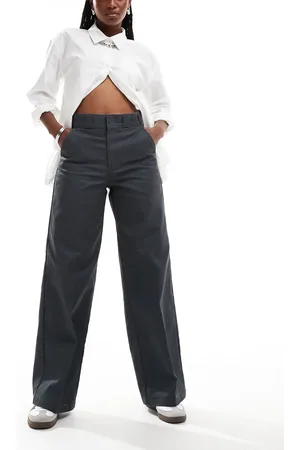 Dickies Grove hill wide leg trousers in dark - exclusive to asos