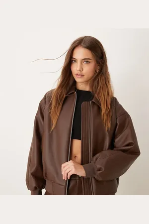 Calvin Klein Faux leather bomber jacket in dark - ASOS Exclusive