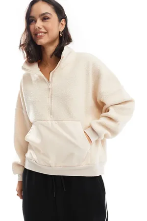 ONLY Half zip fleece with front pocket in cream