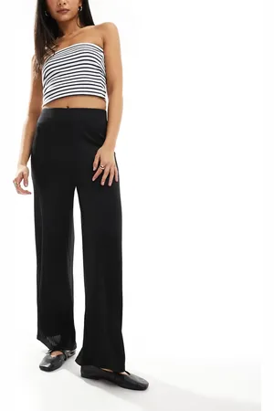 New Look Ribbed wide leg trousers in