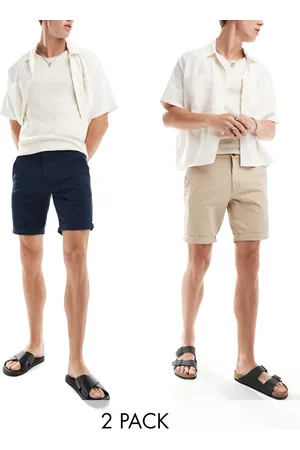 JACK & JONES 2 pack chino shorts in navy and tan