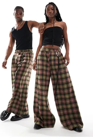 COLLUSION Unisex wide leg trousers in brushed check