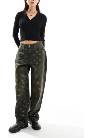 COLLUSION X001 antifit jeans with diamantes in