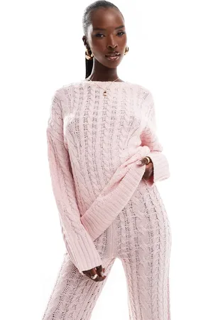 Kaiia Cable knit longline oversized jumper co-ord in