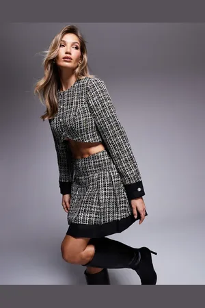 ASOS Co-ord boucle blazer with embellished buttons in & gold