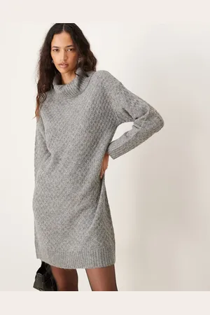 JDY Roll neck knitted mini dress in