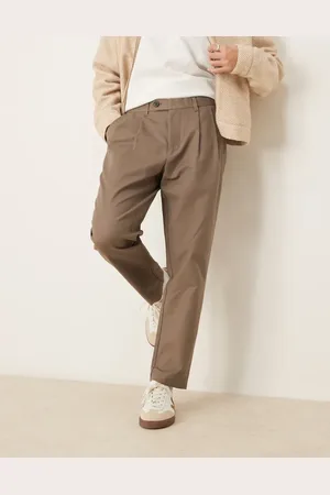 SELECTED Tapered adam pleated trouser in tan